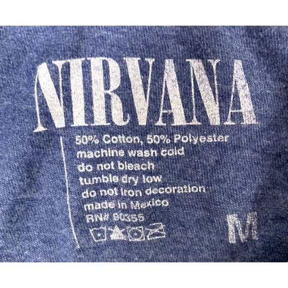 Nirvana Smiley Face Blue T-Shirt Size Medium - Picture 3 of 4